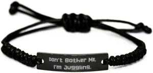Toy, Juggling Equipment, Juggling Balls, Juggling Clubs, Diabolo, Devil Cool Juggling Black Rope Bracelet, Don't Bother Me, lens I'm Juggling, Present for Friends, Reusable Gifts from Friends, Juggling 