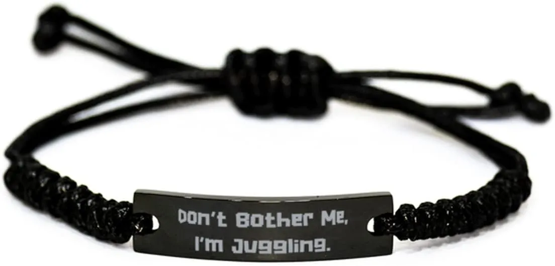 Toy, Juggling Equipment, Juggling Balls, Juggling Clubs, Diabolo, Devil Cool Juggling Black Rope Bracelet, Don't Bother Me, lens I'm Juggling, Present for Friends, Reusable Gifts from Friends, Juggling 