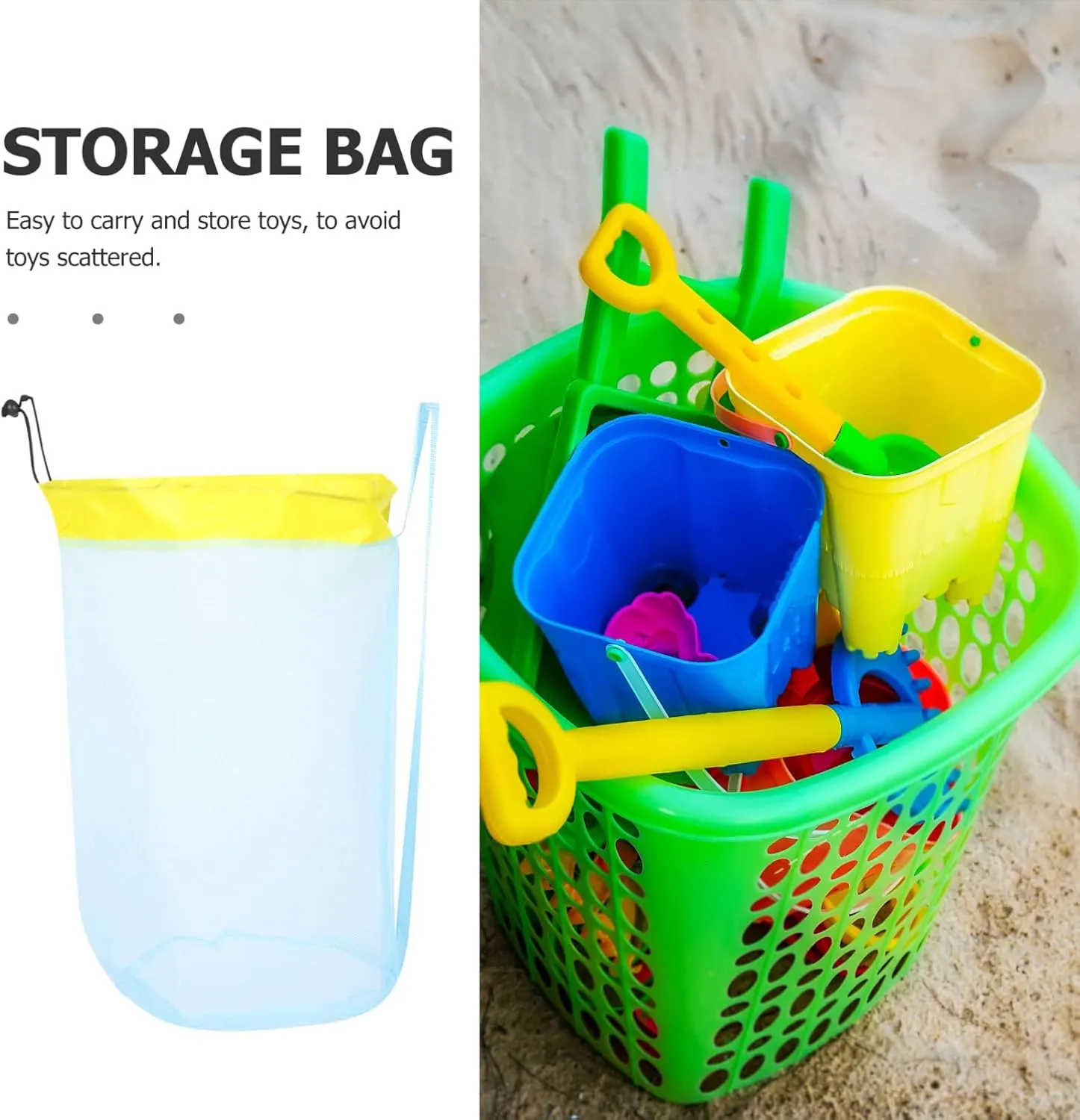 Toy Storage Bag Portable Mesh Carrying Pouch for Boy Girl Sand Toys Swimwear anthropomorphism Impressionism philology contain Shells Lightweight Drawstring Organizer for GALPADA 2pcs Beach 