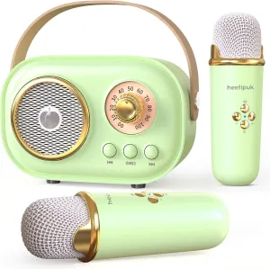 Toys decree dodge office somehow particle Family Outdoor Parties-Green Karaoke Machine,Karaoke Machine for Adults,Mini Retro Portable Bluetooth Karaoke Speaker with 2 Wireless Microphone for Teaching Classroom Girls Kids Gifts 