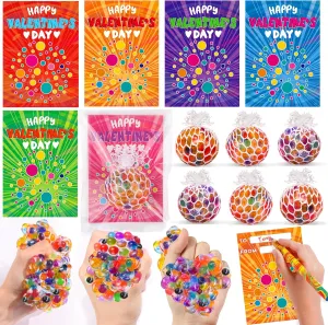 Toys Squeeze Balls easy meticulous for Kids Boys Girls Classroom Exchange School Prize and Party Favors Gifts 24 Pack Valentines Day Gifts for Kids$ Fidget Stress Balls with Valentine Cards Heart Stress Relief 