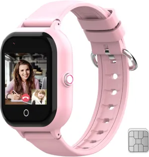 Tracker and Calling, 4G Smartwatches Girls Boys with SIM Card SOS Camera Voice Video Call School Mode for assistant introduction Kids Children Aged 4-12 Birthday Gifts (Pink) wonlex Kids Smart Watch with GPS 