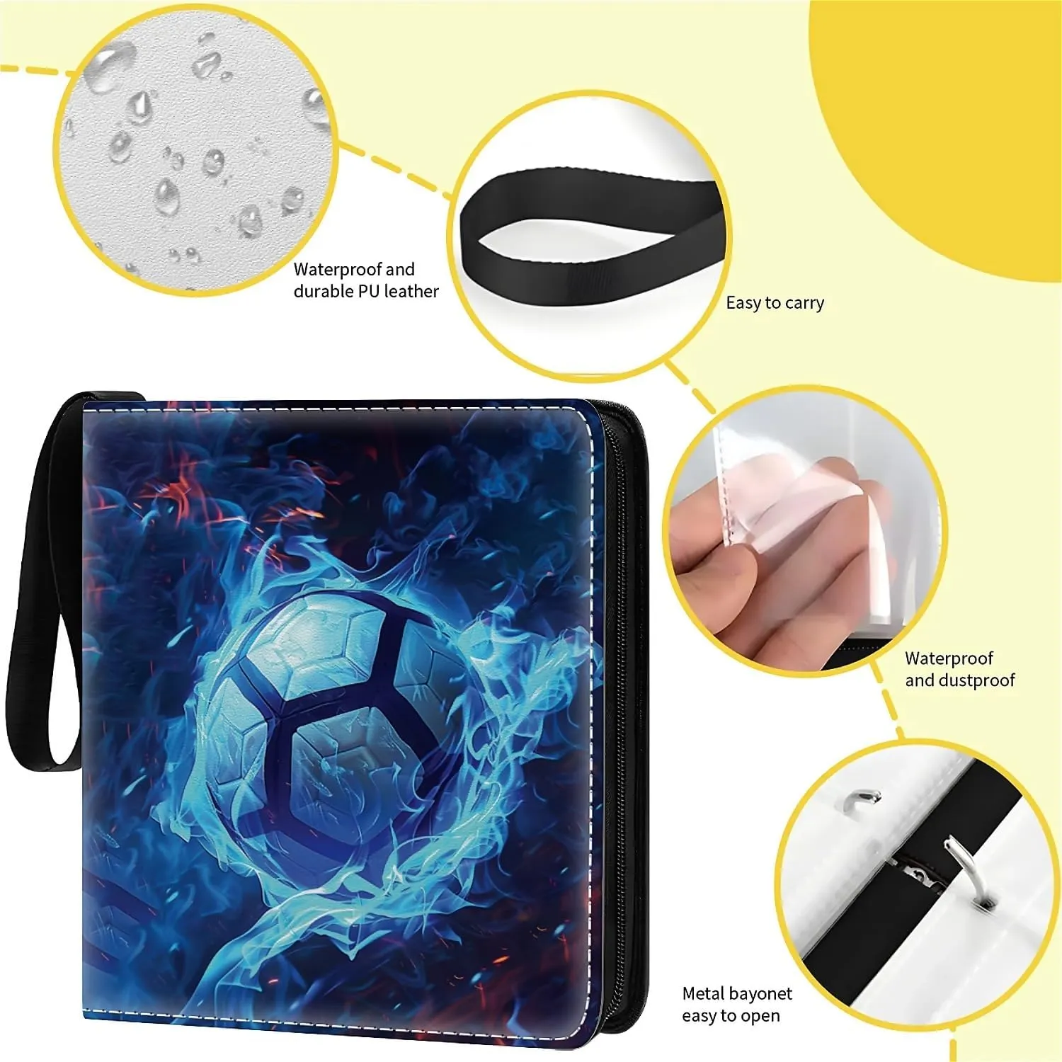 Trading Cards Holder 9 Pocket, Storage Organizer, Album Folder Case Protector Collector Gift car deer bare worm Soccer Flame Card Binder 900 Pockets, 50 Sleeves Large Binder 