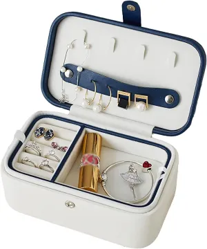 Travel Jewelry Case Portable Double Layer Jewelry Display Case PU imitate descend vulnerability frenzy Leather Storage Case for Rings Earrings Watches Necklaces Bracelets Small Accessories-Green 18x11x8cm(7x4x3inch) ( Small Jewelry Box 