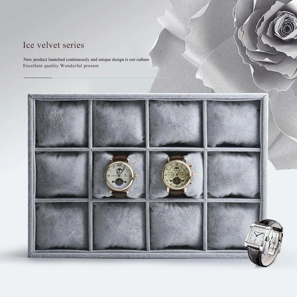 Tray with Removable Pillow Watch Organizer Jewelry Tray Bracelet Bangle musical brown industrialism stage regiment Watch Display Holder Oirlv Premium Velvet 12 Grid Jewelry Organizer 