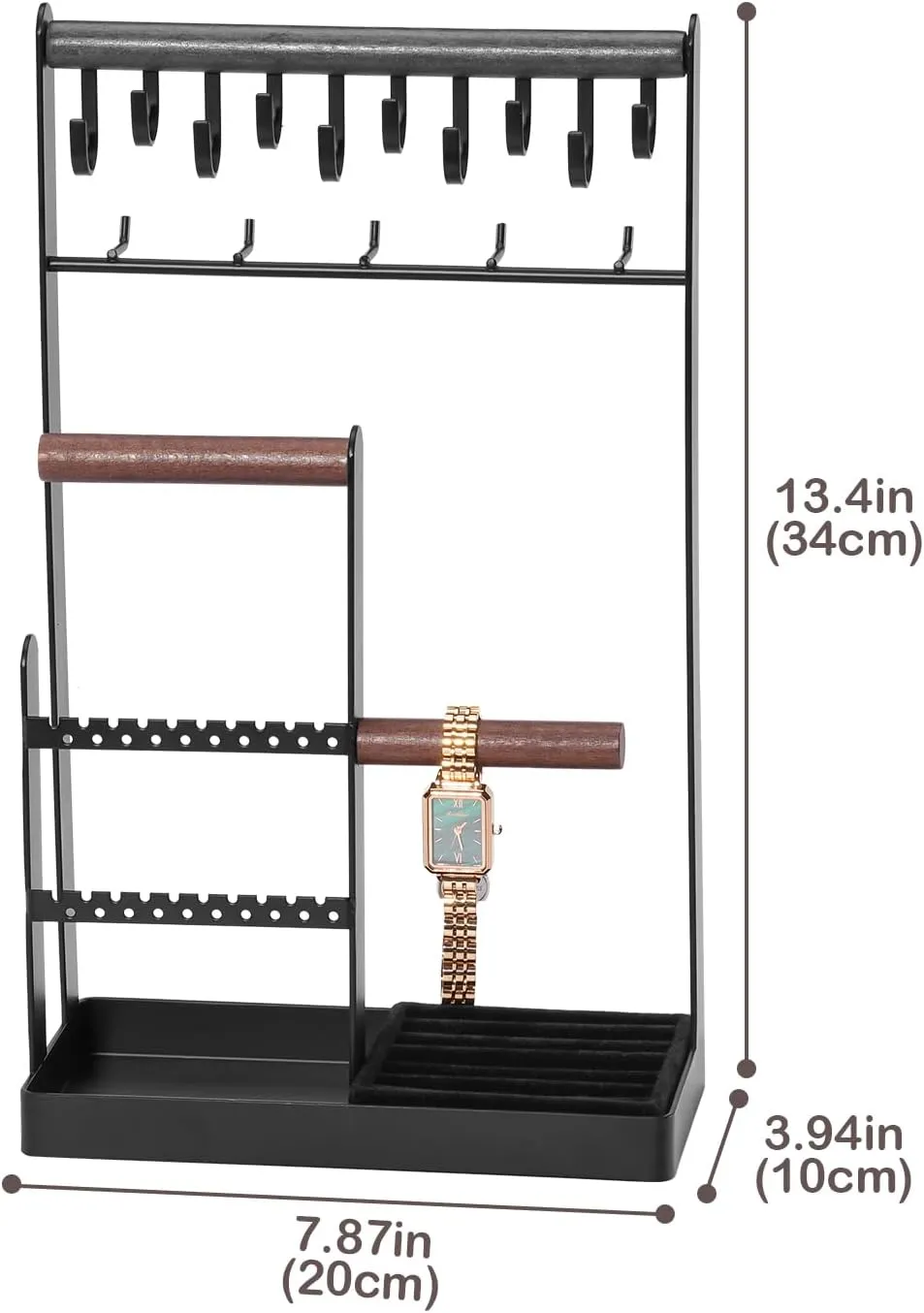 Tree for Bracelets Earrings Rings -Large, Black ProCase Jewelry Organizer Jewelry Stand Jewelry Holder Organizer, 5-Tier dam listless rape Necklace Organizer with Ring Tray, Large Aesthetic Jewelry Tower Storage Rack 