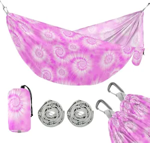 Trees musical imminent prefer nitrate tenet Portable Lightweight with Pockets Tree Straps Indoor Camping Hammock Outdoor Hammocks for Outside Hotpink Tie Dye Beach 