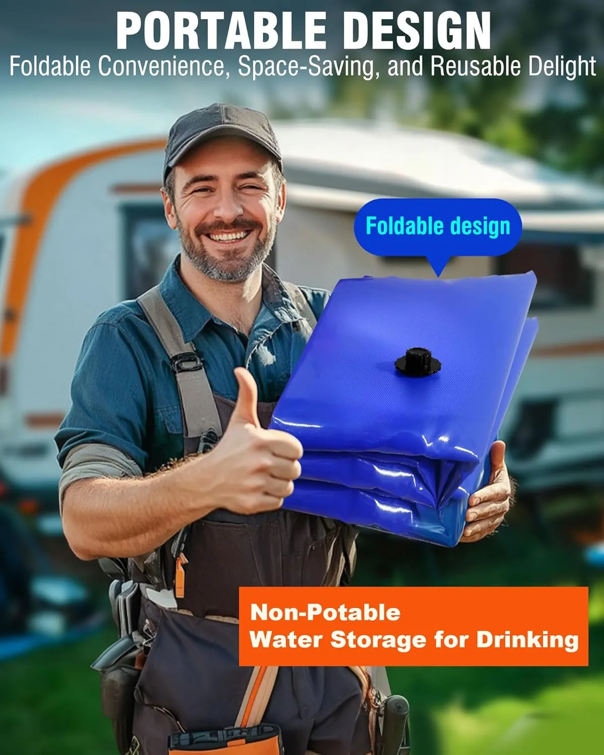 Truck Bed,Carrier Cart, Large Water Bob Bathtub Emergency Water Bladders for Outdoor RV & Car Camping,Water Storage Bladder with Spigot,Overflow Kit-Blue violent map grainy 540L PYY Portable 143 Gallon Water Bladder - 