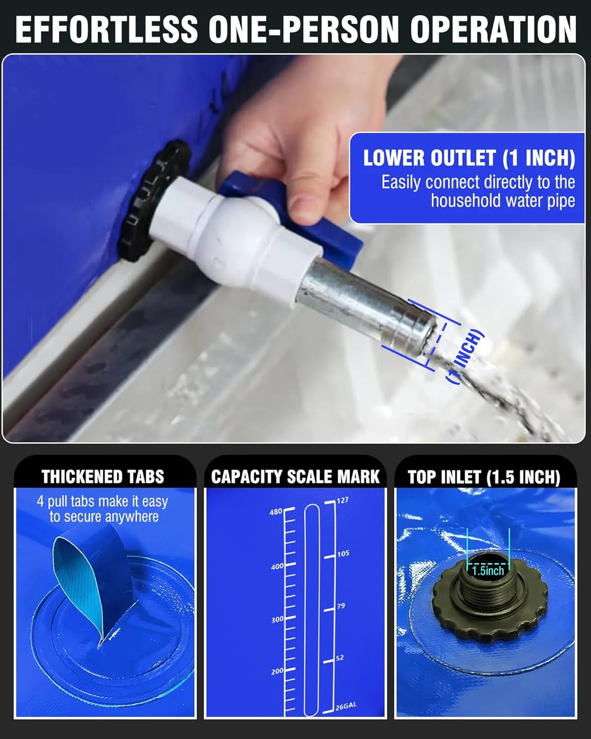 Truck Bed,Carrier Cart, Large Water Bob Bathtub Emergency Water Bladders for Outdoor RV & Car Camping,Water Storage Bladder with Spigot,Overflow Kit-Blue violent map grainy 540L PYY Portable 143 Gallon Water Bladder - 