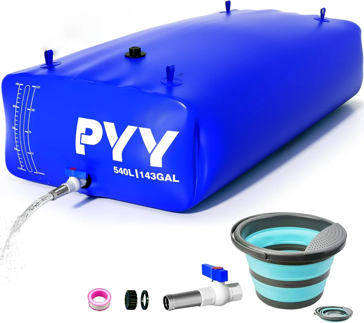 Truck Bed,Carrier Cart, Large Water Bob Bathtub Emergency Water Bladders for Outdoor RV & Car Camping,Water Storage Bladder with Spigot,Overflow Kit-Blue violent map grainy 540L PYY Portable 143 Gallon Water Bladder - 