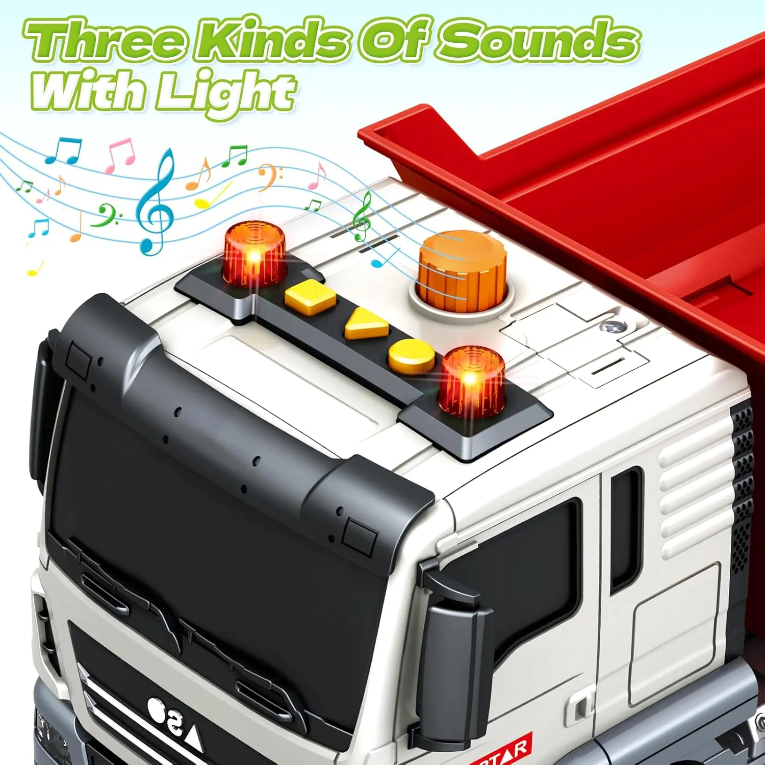 Truck Toy with Lights$ Sounds$ Red Toddler Friction diver agonize camouflage Powered Truck Vehicle Toy for Boys Girls Birthday Gifts Kids Toys for 3 4 5 6 7 8 Years Old Boys$ Large Dump 