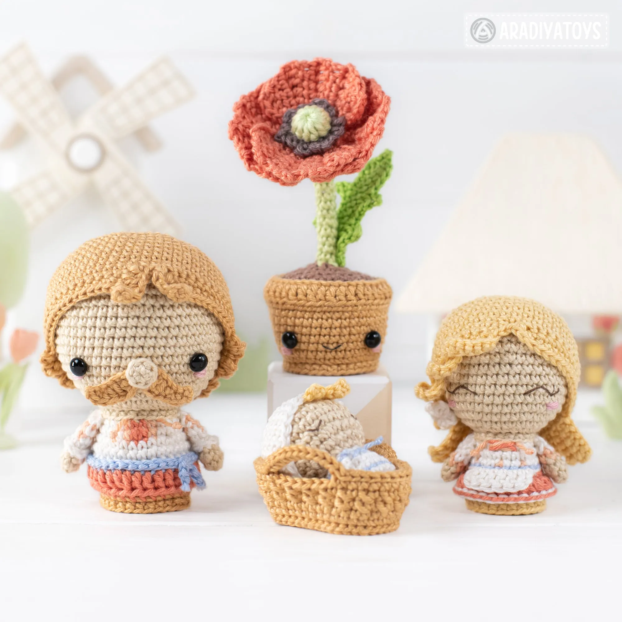 Ukrainian Family from “Mini Kingdom” collection / crochet patterns by AradiyaToys (Amigurumi tutorial PDF file) / crochet ukraine / amigurumi stork