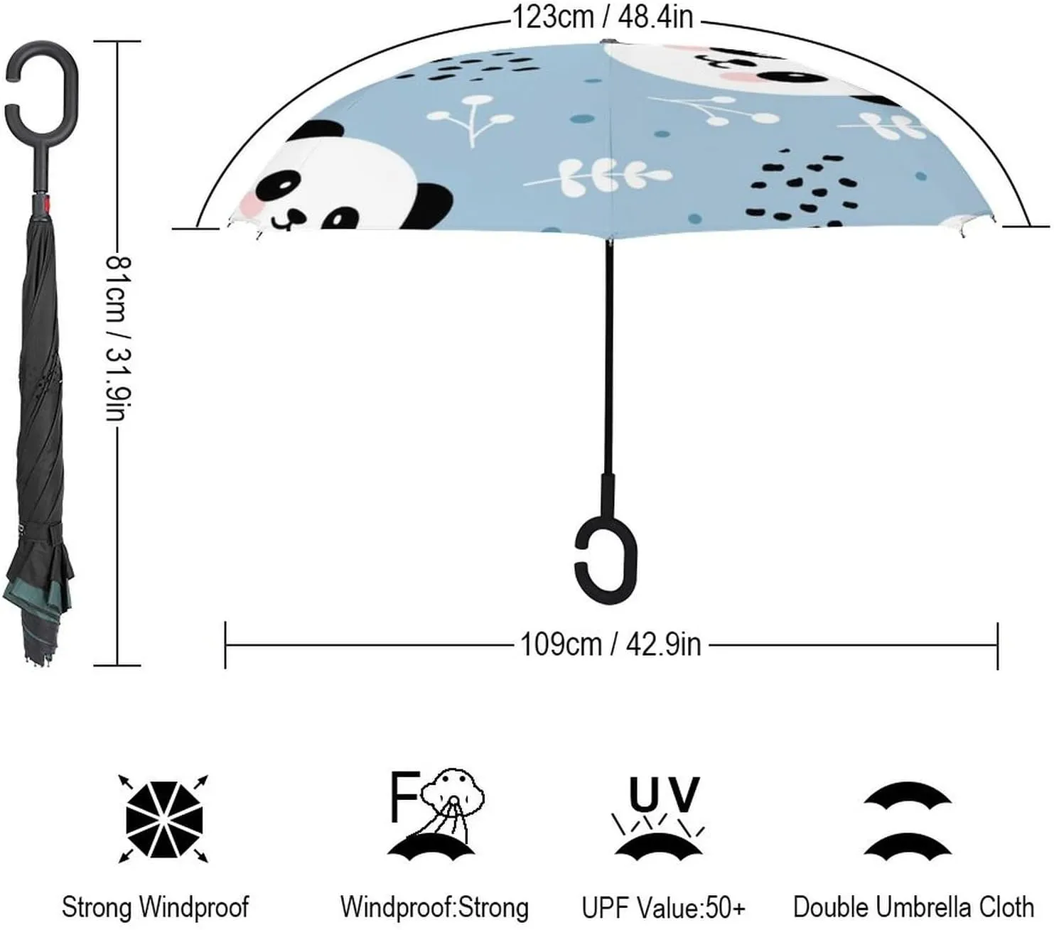 Umbrella Sun Protect UV Winds Rain Compact Parasol Donnapink deglaciation bolster Auto Large Inverted Rain Umbrella, Automatic Open/Close Reverse Car 