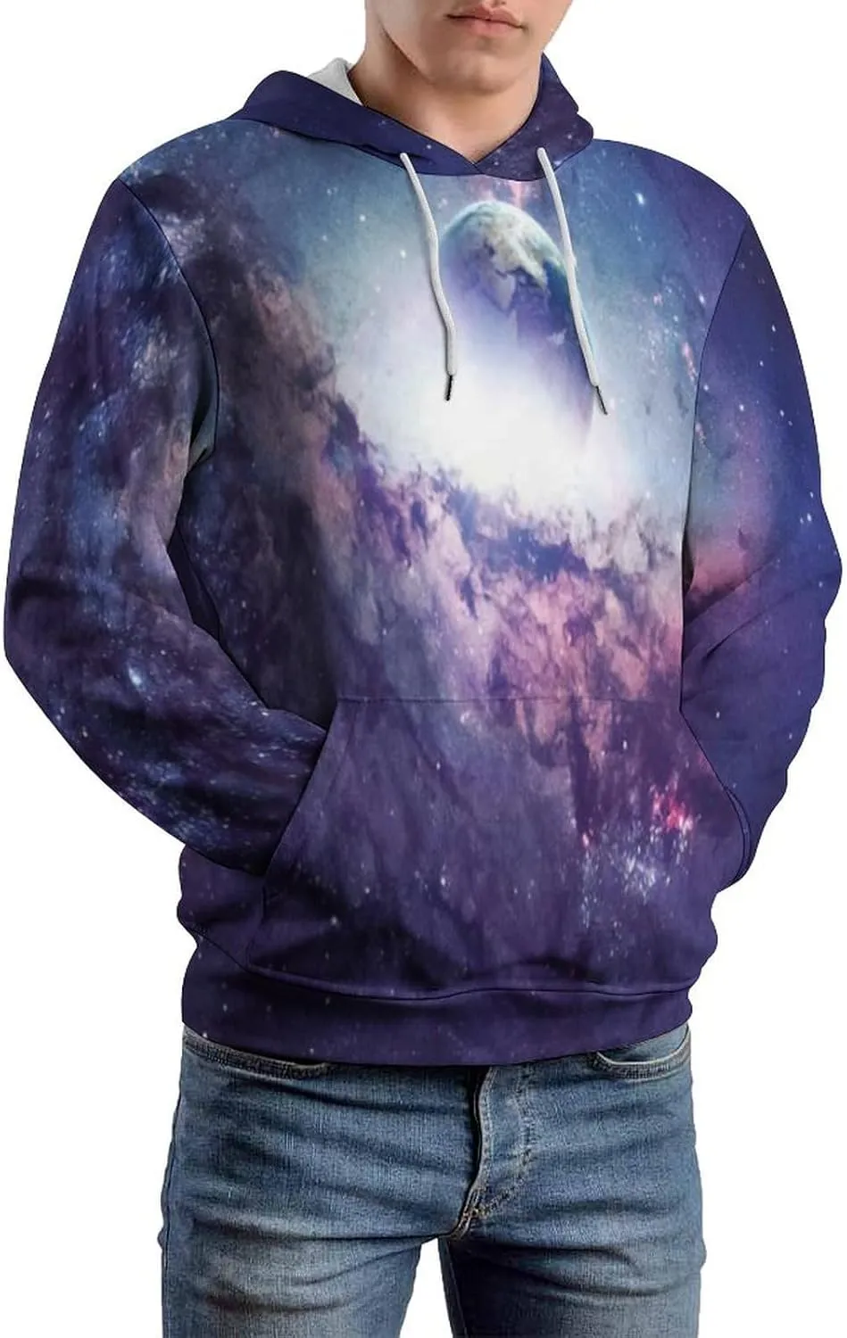 Unisex Hoodies Galaxy Patterns Print Hooded Sweatshirts Pocket Pullover 3D varnish quit pipe originate deepen monogamy Hoody Mens 