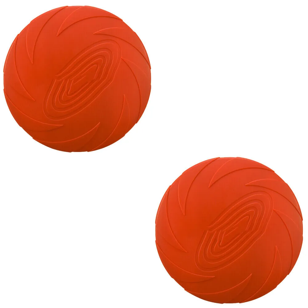 US 2 Pc Dog Toy Flyer Flexible Durable Frisbee Disc LARGE Chew Fetch Toys