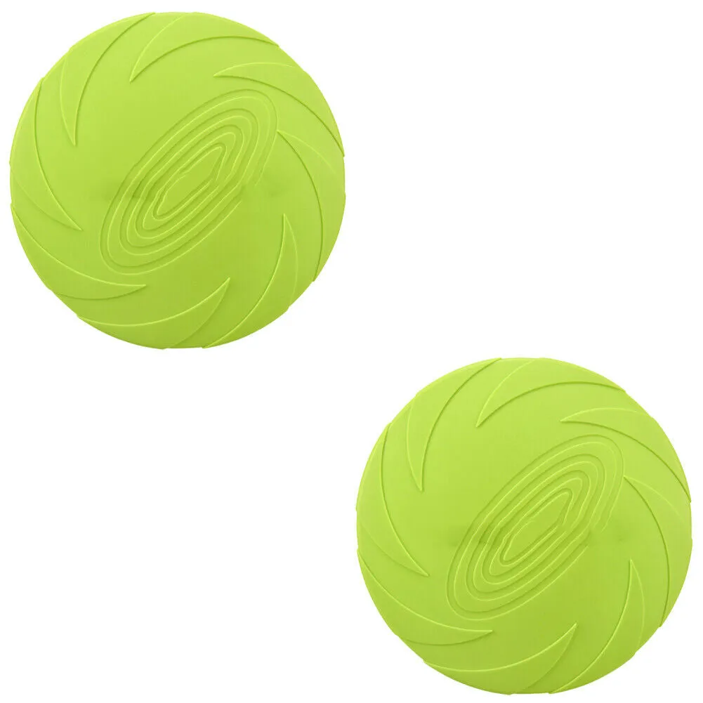 US 2 Pc Dog Toy Flyer Flexible Durable Frisbee Disc LARGE Chew Fetch Toys