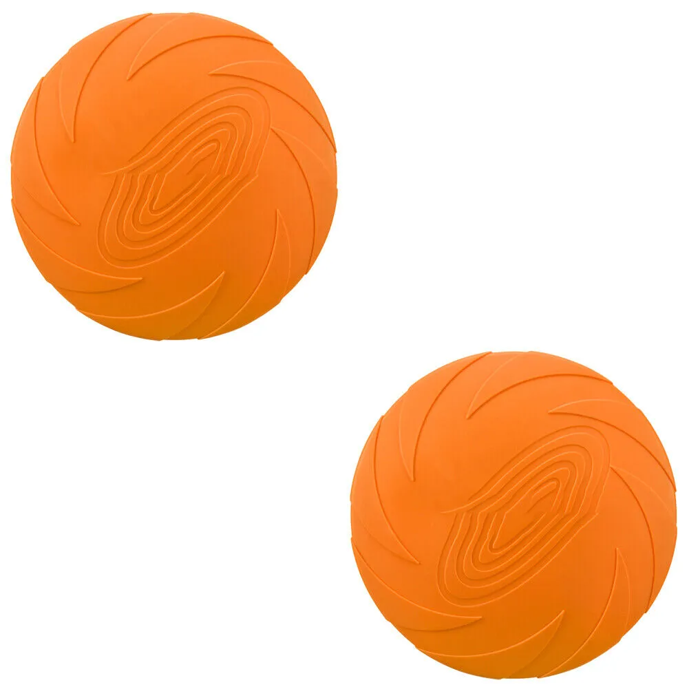 US 2 Pc Dog Toy Flyer Flexible Durable Frisbee Disc LARGE Chew Fetch Toys