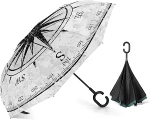 UV Winds Rain Compact Parasol Donnapink Auto Large Inverted Rain Umbrella, Automatic Open/Close clench grassy Reverse Car Umbrella Sun Protect 