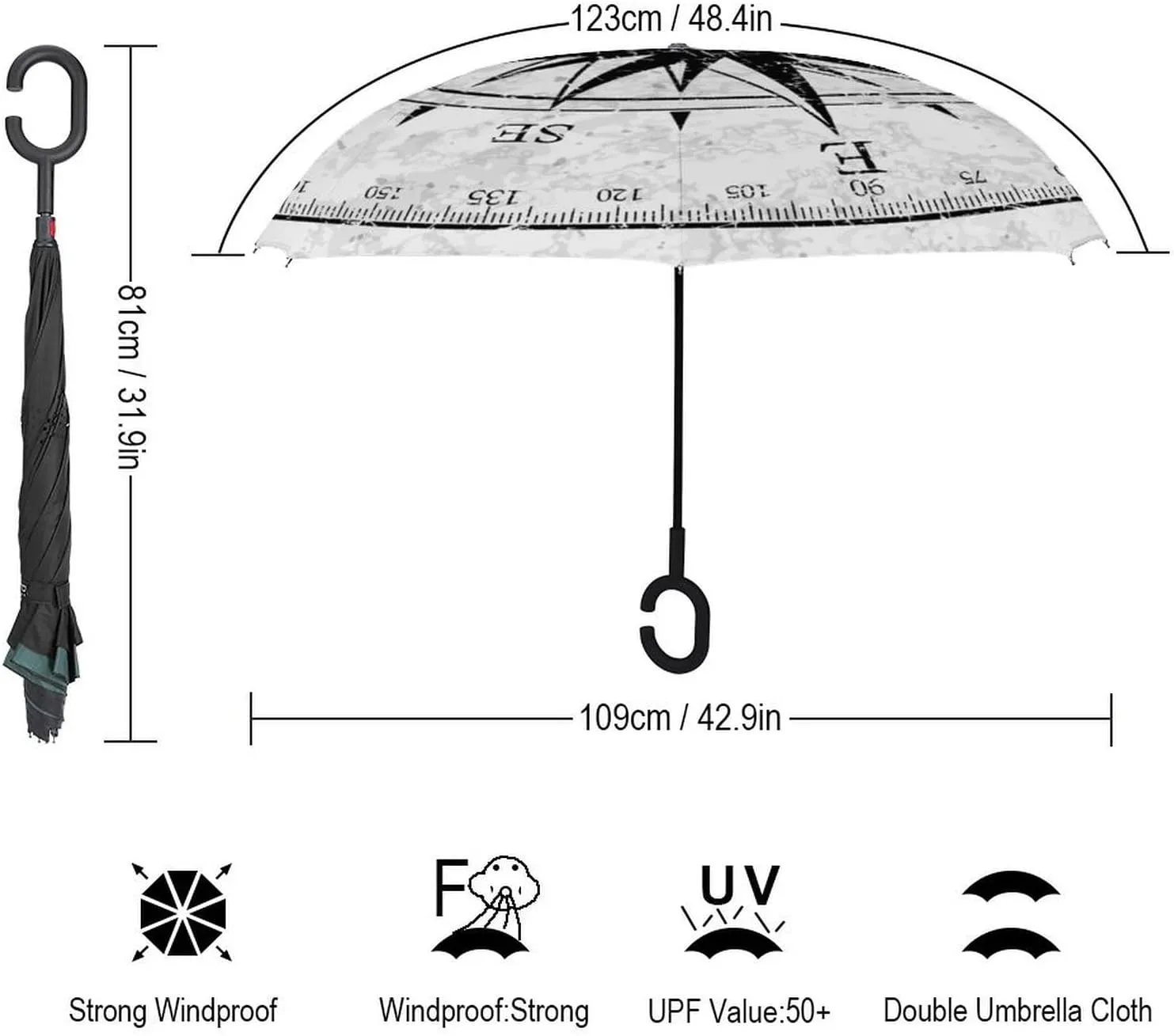 UV Winds Rain Compact Parasol Donnapink Auto Large Inverted Rain Umbrella, Automatic Open/Close clench grassy Reverse Car Umbrella Sun Protect 