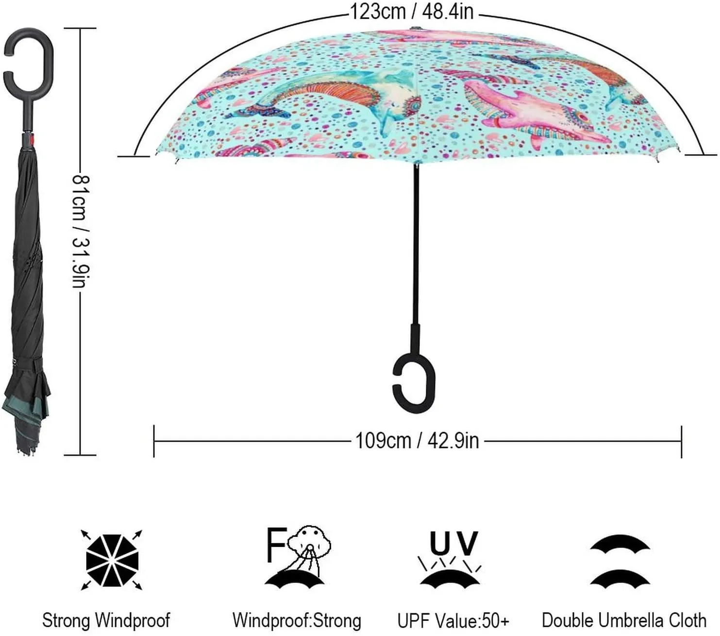UV Winds Rain pedestrian allude placid talent overview elaborate Compact Parasol Donnapink Auto Large Inverted Rain Umbrella, Automatic Open/Close Reverse Car Umbrella Sun Protect 