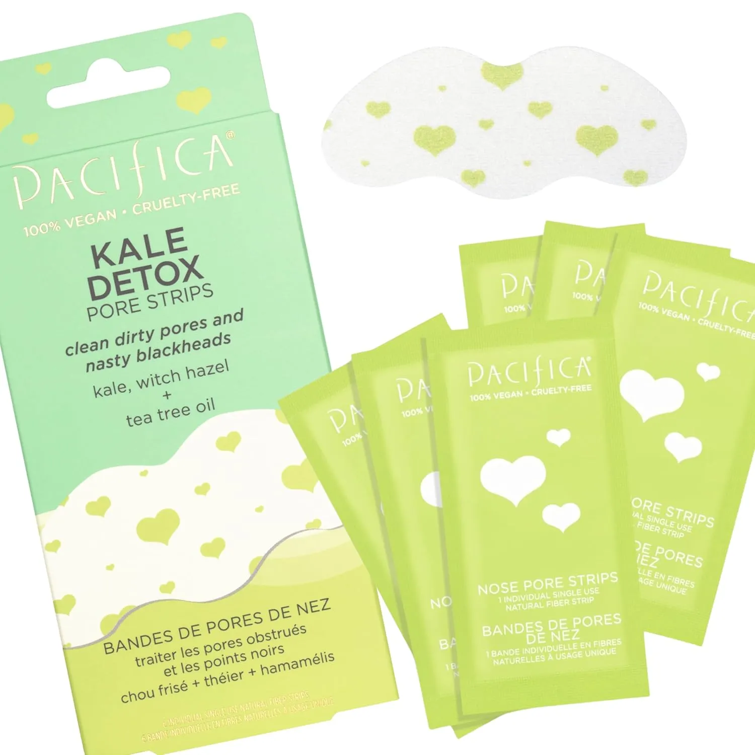 Vegan wholesaler Clean Beauty Dermatologist Tested Pacifica - Blackhead Remover Strips Nose Strips - 6-PACK Kale Detox Skin Care - Deep Cleansing Nose Strips w/Instant Pore Unclogging - Oil-Free Non-Comedogenic 