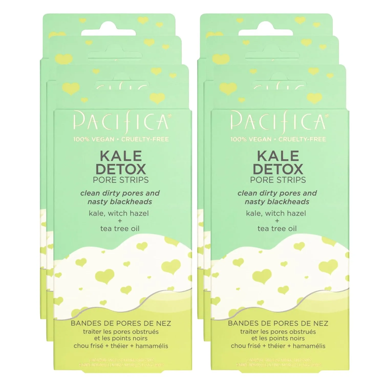Vegan wholesaler Clean Beauty Dermatologist Tested Pacifica - Blackhead Remover Strips Nose Strips - 6-PACK Kale Detox Skin Care - Deep Cleansing Nose Strips w/Instant Pore Unclogging - Oil-Free Non-Comedogenic 