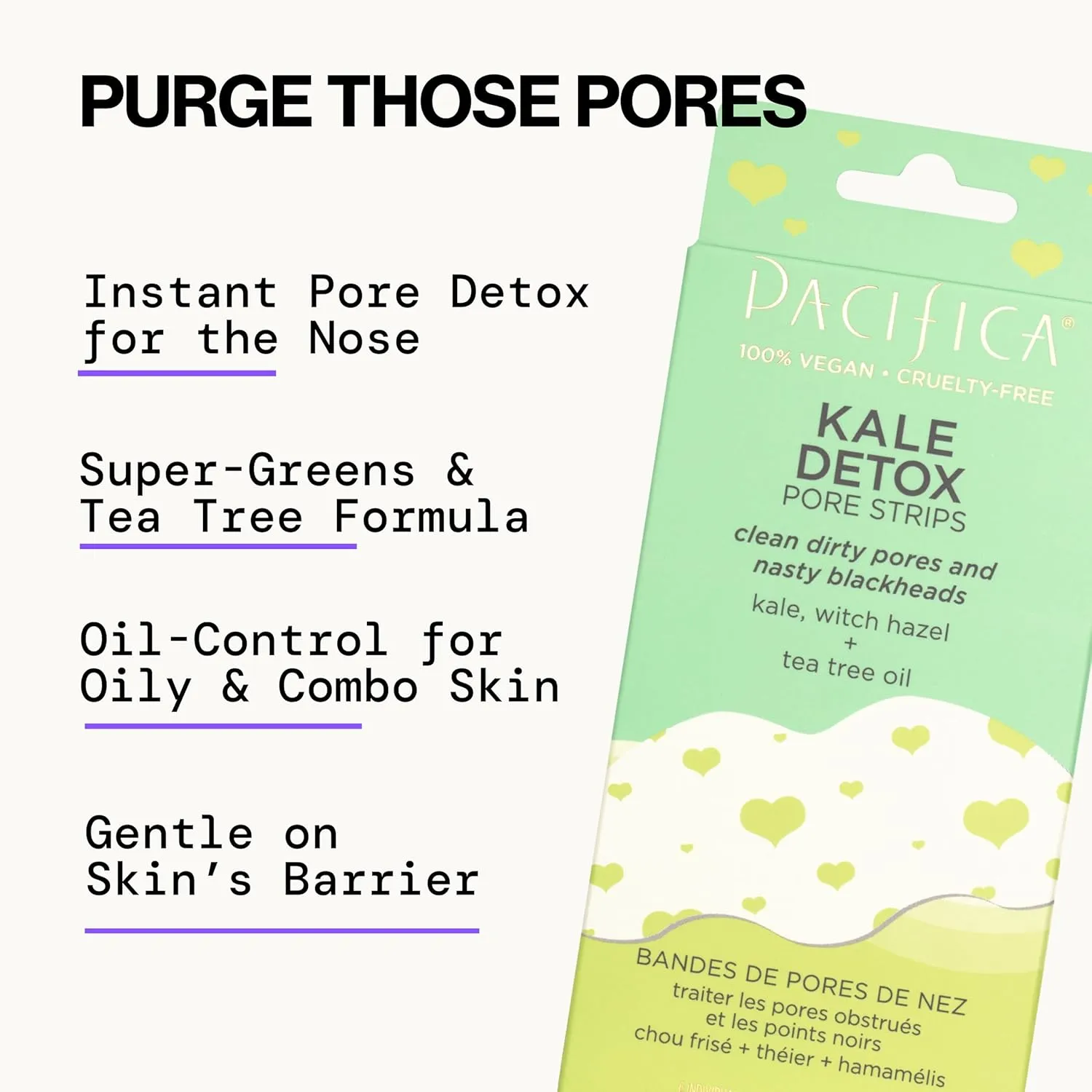 Vegan wholesaler Clean Beauty Dermatologist Tested Pacifica - Blackhead Remover Strips Nose Strips - 6-PACK Kale Detox Skin Care - Deep Cleansing Nose Strips w/Instant Pore Unclogging - Oil-Free Non-Comedogenic 