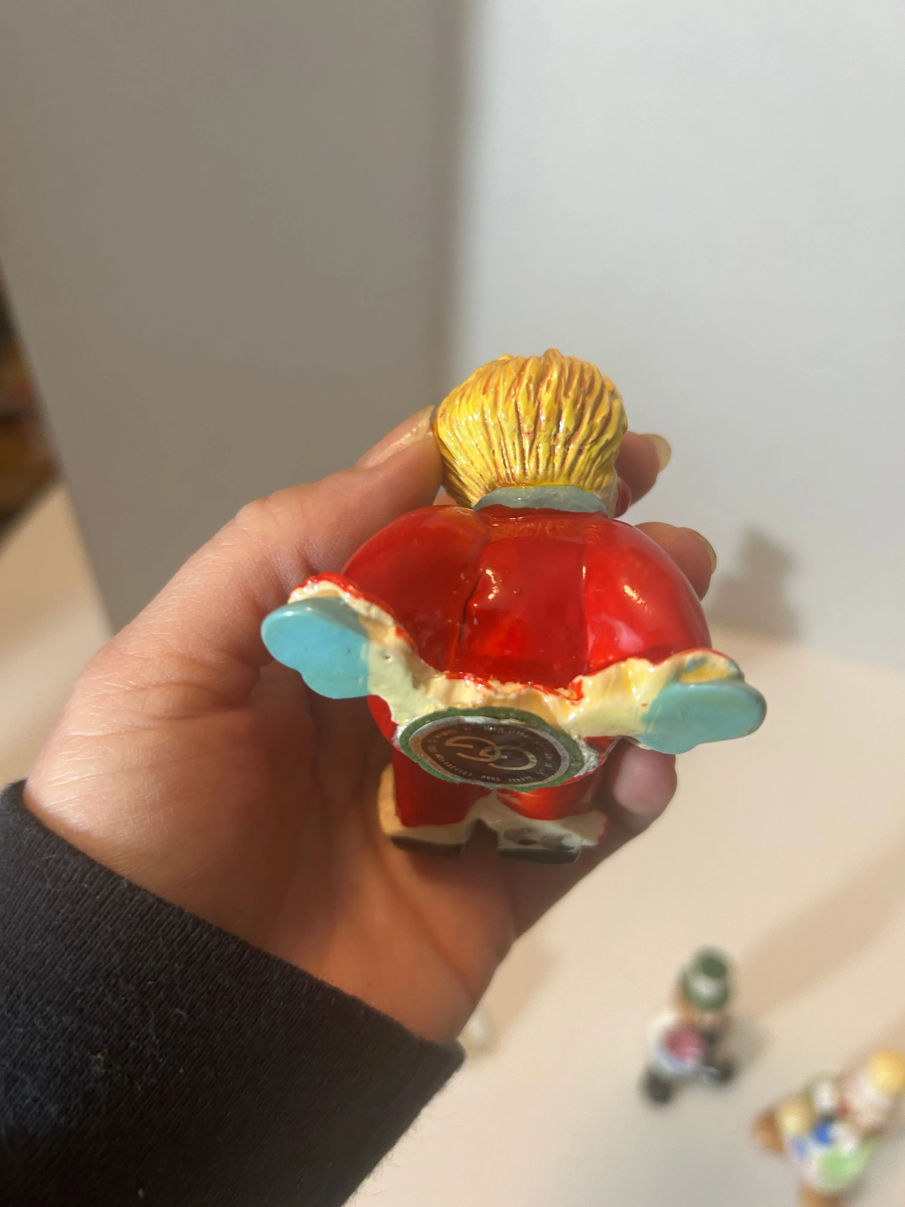 Vintage Clown Collectibles Lot - Mixed Media Figurines, Painting, and Doll