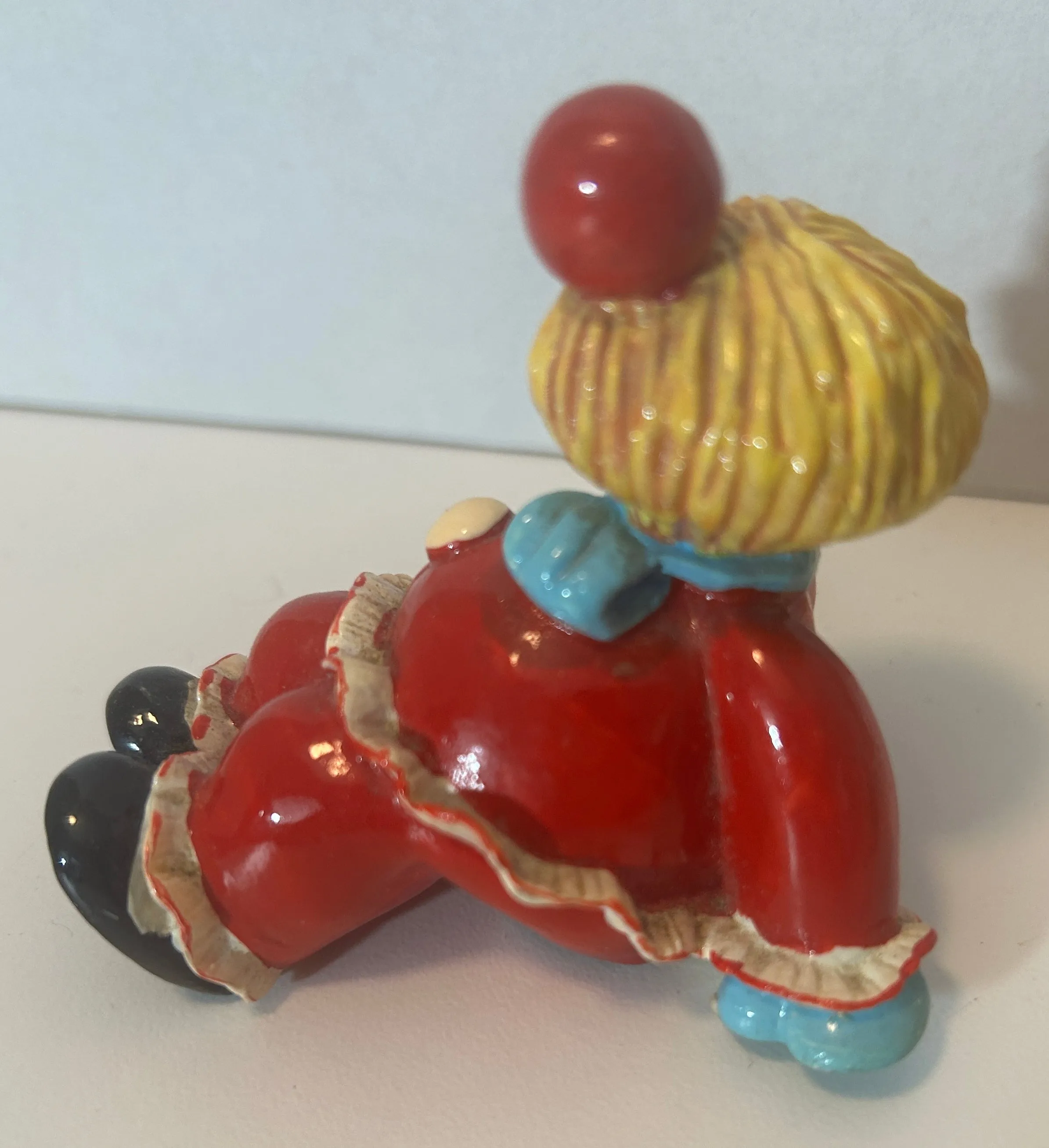Vintage Clown Collectibles Lot - Mixed Media Figurines, Painting, and Doll