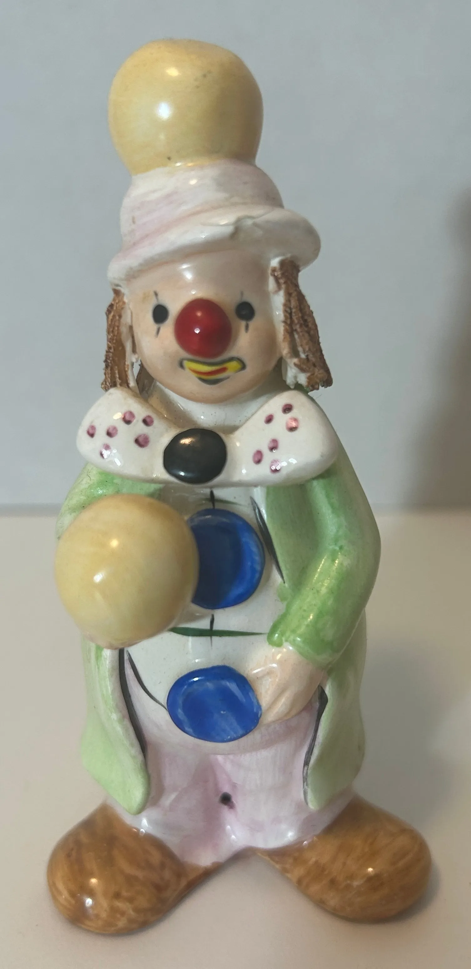 Vintage Clown Collectibles Lot - Mixed Media Figurines, Painting, and Doll