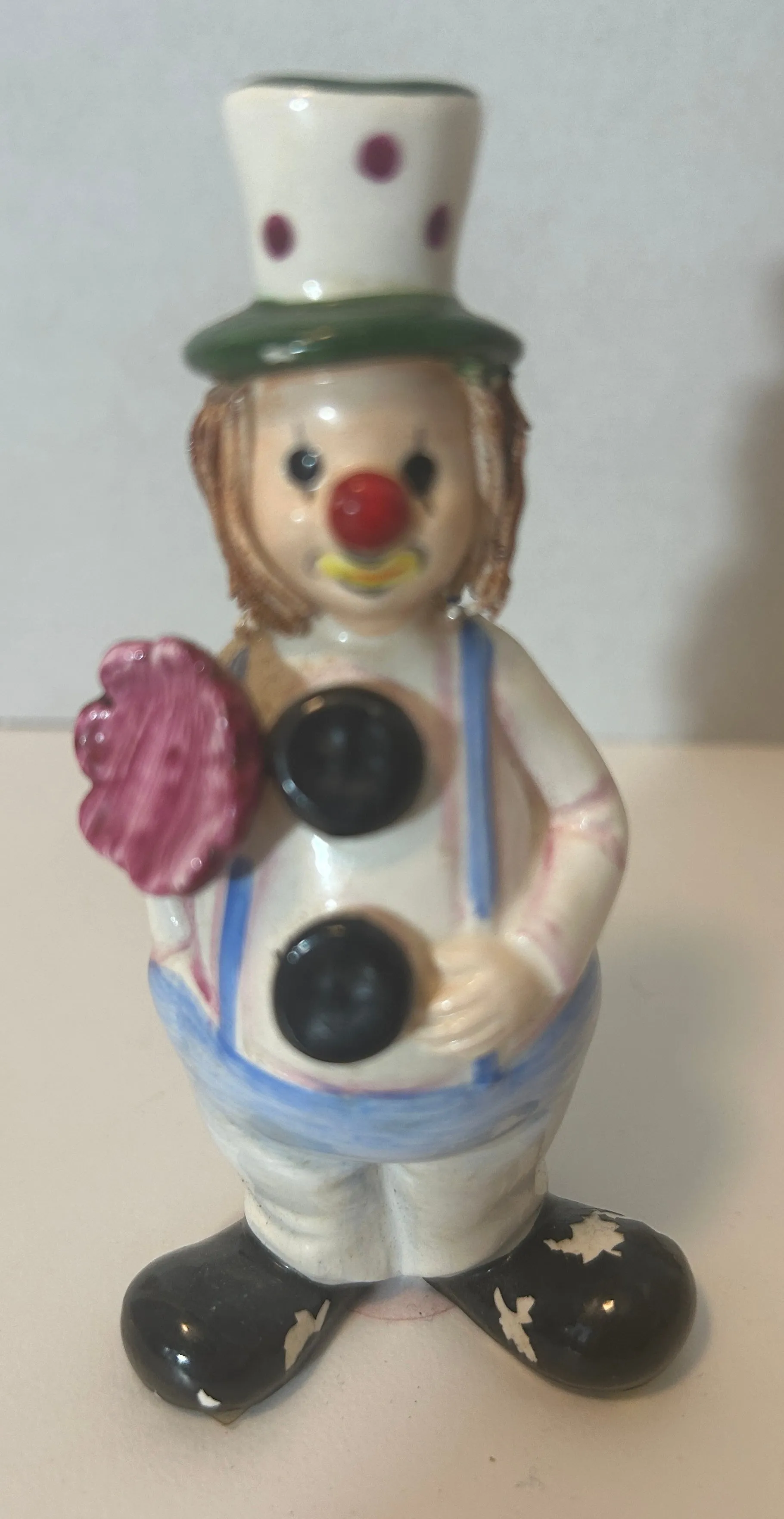 Vintage Clown Collectibles Lot - Mixed Media Figurines, Painting, and Doll