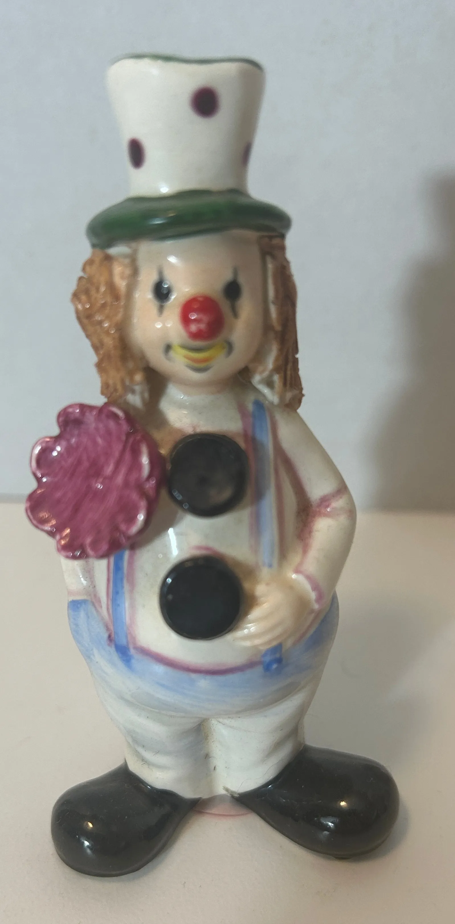 Vintage Clown Collectibles Lot - Mixed Media Figurines, Painting, and Doll