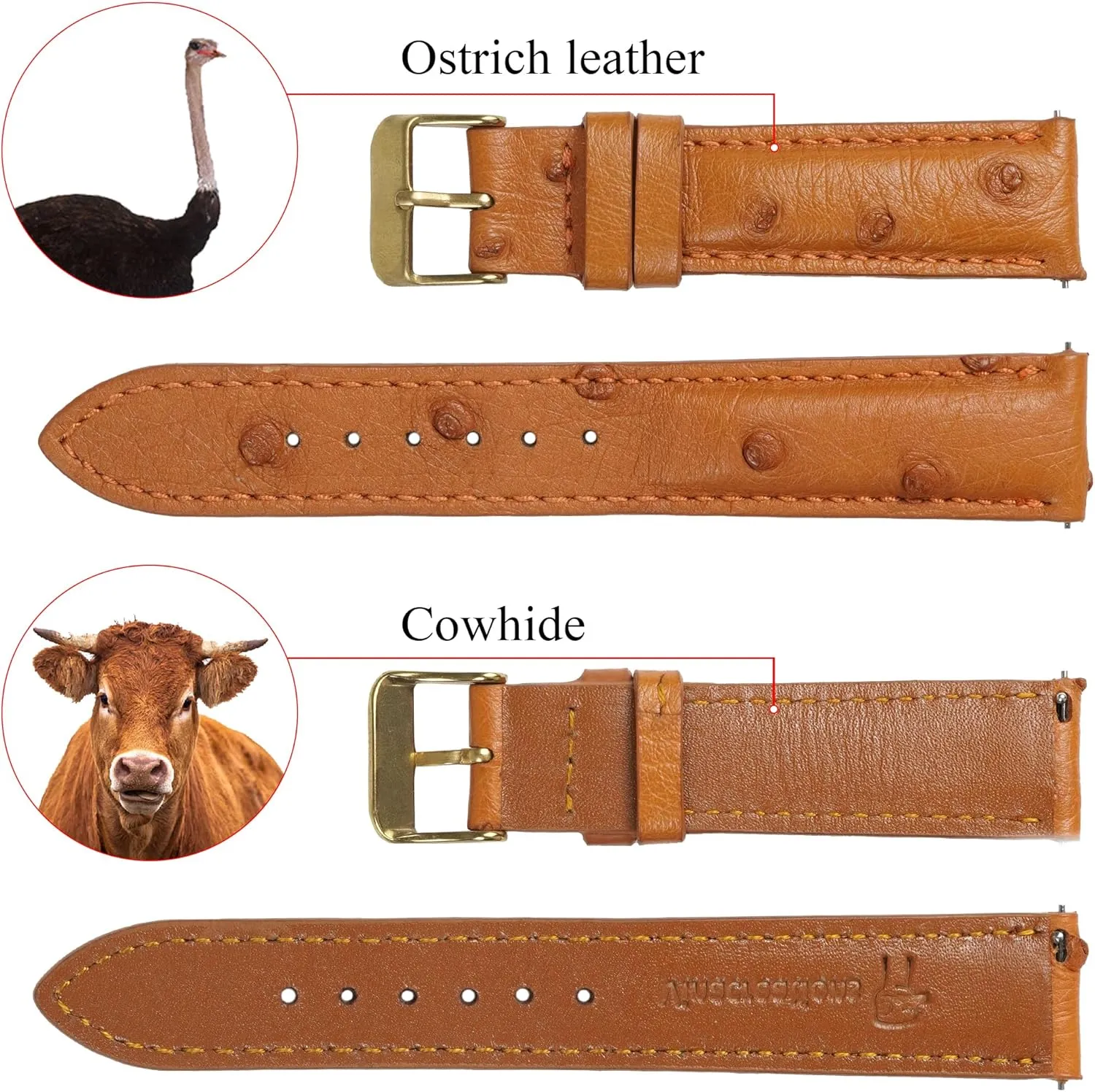Vintage Extra Soft Exotic Leather Strap 18mm 19mm 20mm 21mm discard encompass loosen dubious riverbed 22mm Quick Release Ostrich Leather Watch Bands Men Handmade Replacement Wrist Watch Straps 