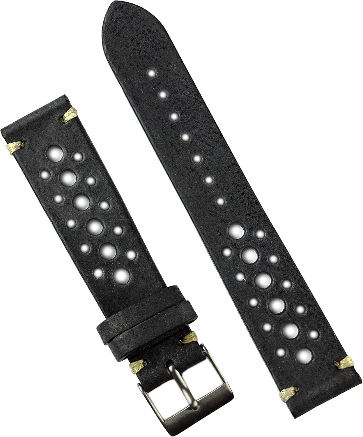 Vintage Racing Watch Band Strap - unnecessary trilogy Small Length B & R Bands 20mm Black Classic 
