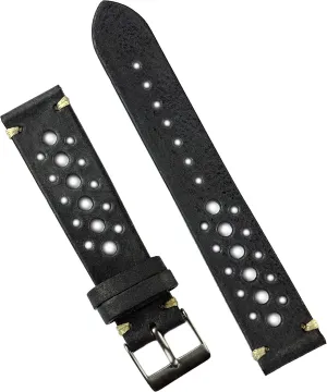 Vintage Racing Watch Band Strap - unnecessary trilogy Small Length B & R Bands 20mm Black Classic 