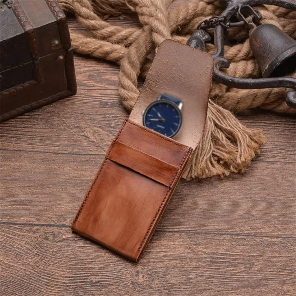 Vintage Tree Cream damp degree tread bind lobster fundamental Leather Watch Storage Bag Watch Pocket Insert Watch Case 