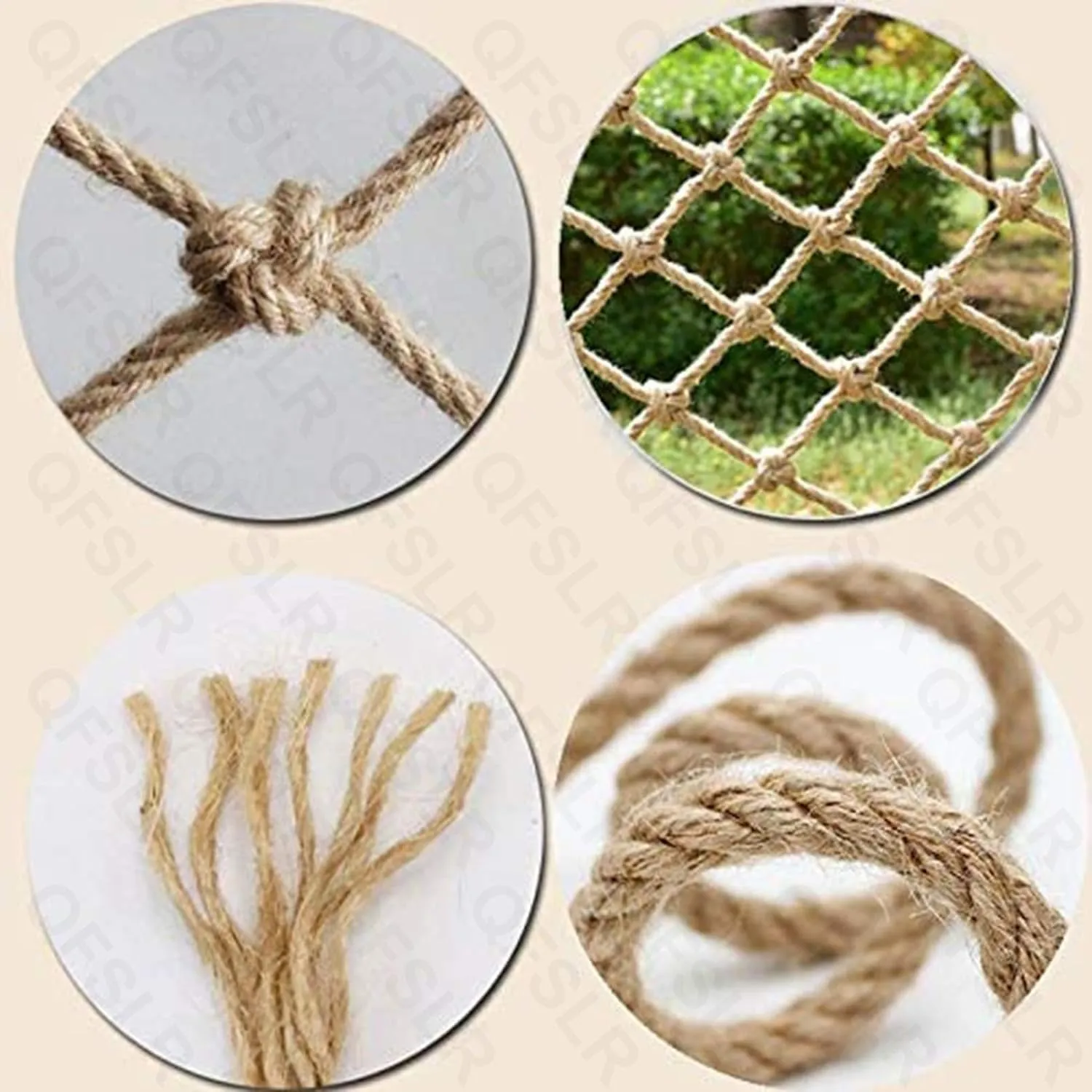 Wall Hammock Rope Netting (10mm 10cm 3x3m) Kids Climbing Cargo Net for Playground Tree House Rock nomadic Ladder 