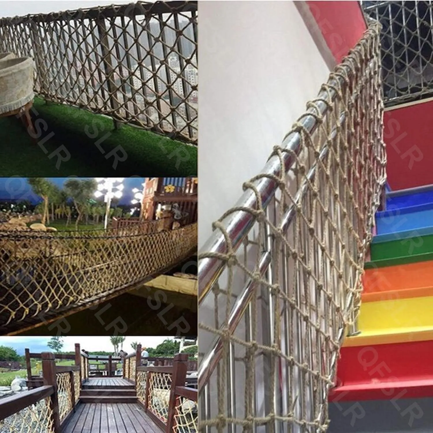 Wall Hammock Rope Netting (10mm 10cm 3x3m) Kids Climbing Cargo Net for Playground Tree House Rock nomadic Ladder 