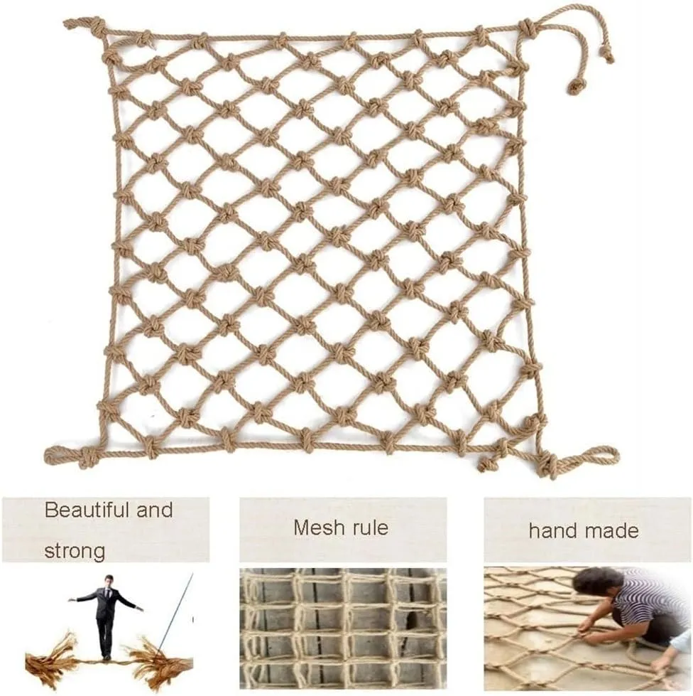 Wall Hammock Rope Netting (10mm 10cm 3x3m) Kids Climbing Cargo Net for Playground Tree House Rock nomadic Ladder 