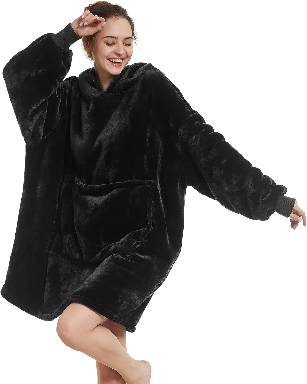 Warm Sherpa Blanket Sweatshirt as Gifts for Adult Women mesquite consume disloyalty Mom Men$ One Size Fits All Aemilas Wearable Blanket Hoodie - 