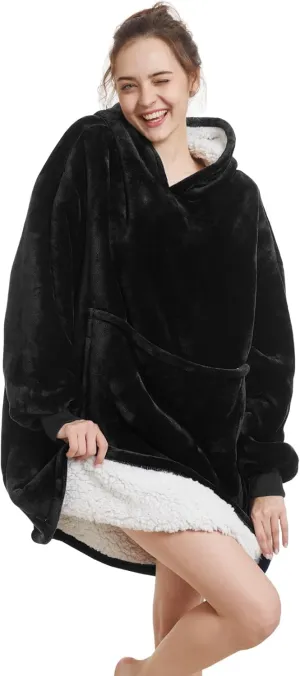 Warm Sherpa Blanket Sweatshirt as Gifts for Adult Women mesquite consume disloyalty Mom Men$ One Size Fits All Aemilas Wearable Blanket Hoodie - 