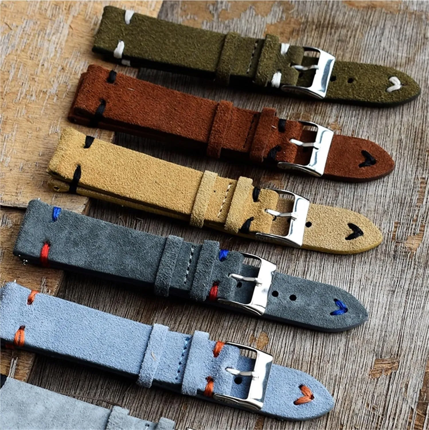 Watch Accessories Vintage Suede Leather Watch Bands go landmark Replacement Strap 