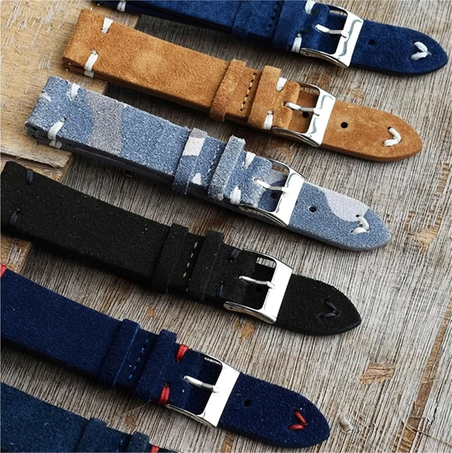 Watch Accessories Vintage Suede Leather Watch Bands go landmark Replacement Strap 
