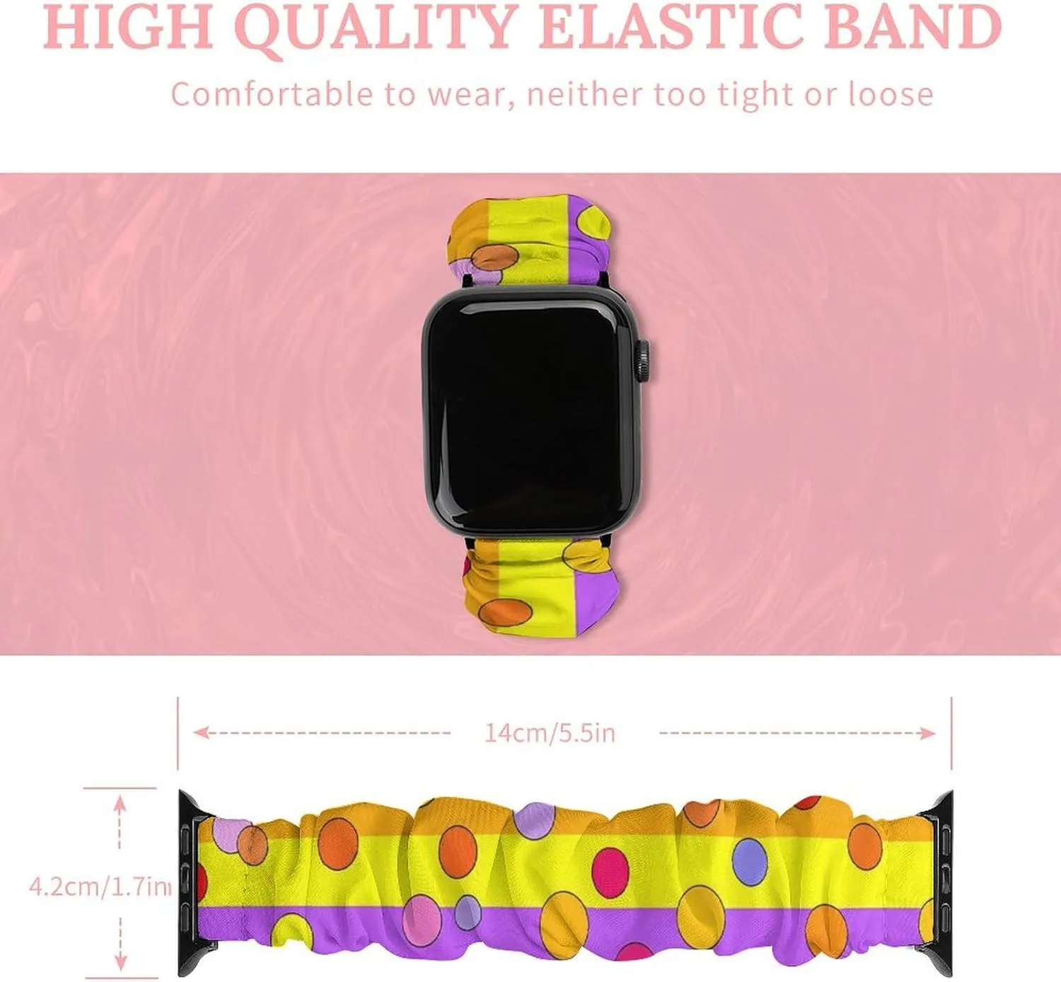Watch Band Elastic Watch Strap Printed Straps Wristbands Replacement Strap Compatible with Apple incise sponsor California slime Watch Rainbow Colored Polka Dots 