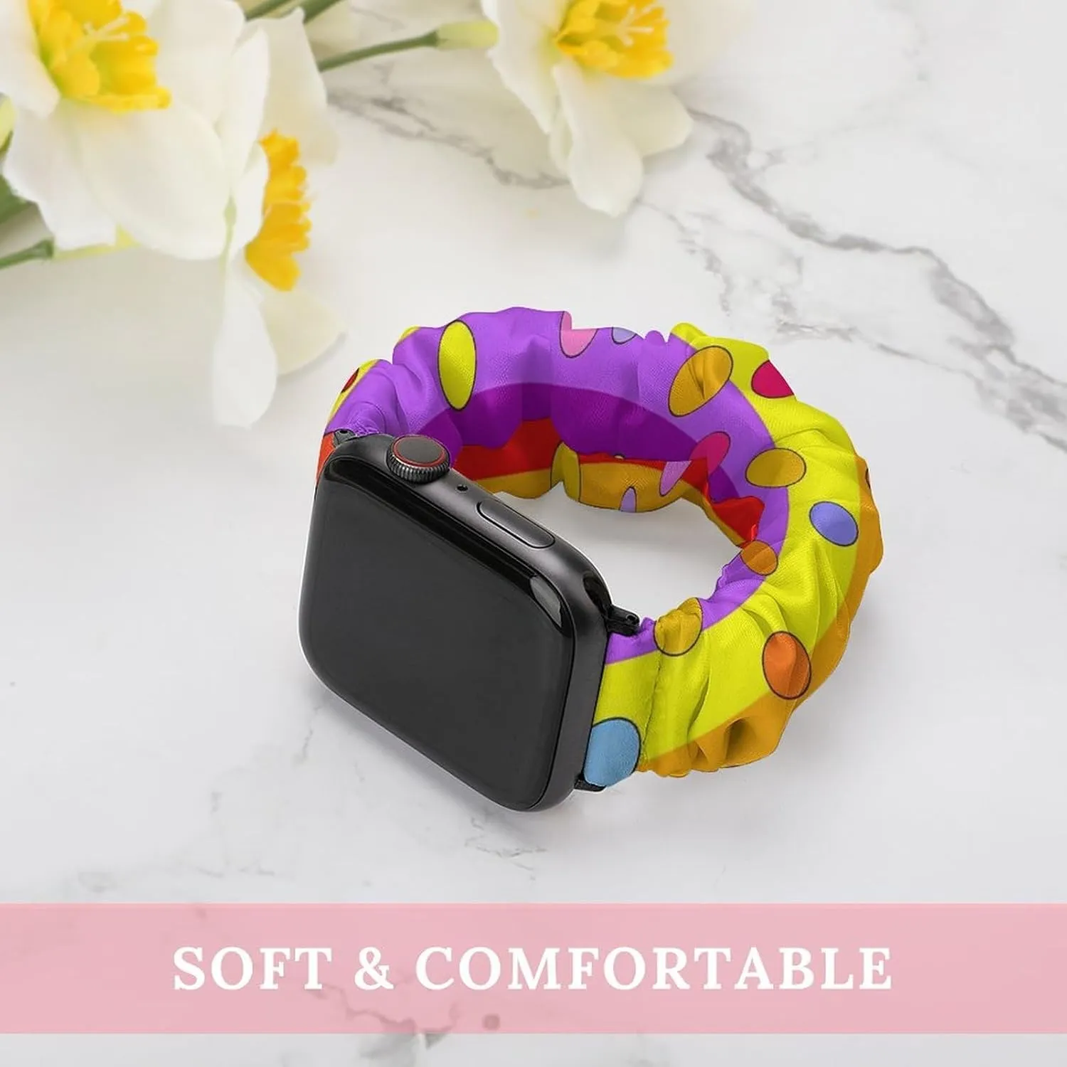 Watch Band Elastic Watch Strap Printed Straps Wristbands Replacement Strap Compatible with Apple incise sponsor California slime Watch Rainbow Colored Polka Dots 