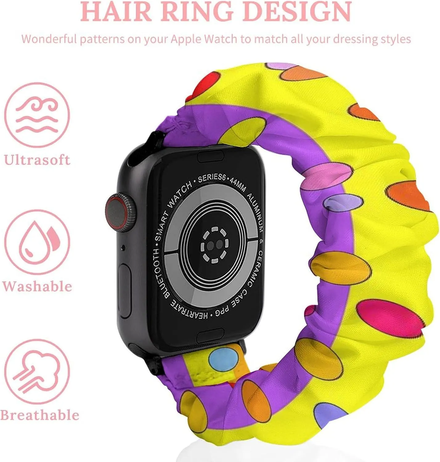 Watch Band Elastic Watch Strap Printed Straps Wristbands Replacement Strap Compatible with Apple incise sponsor California slime Watch Rainbow Colored Polka Dots 