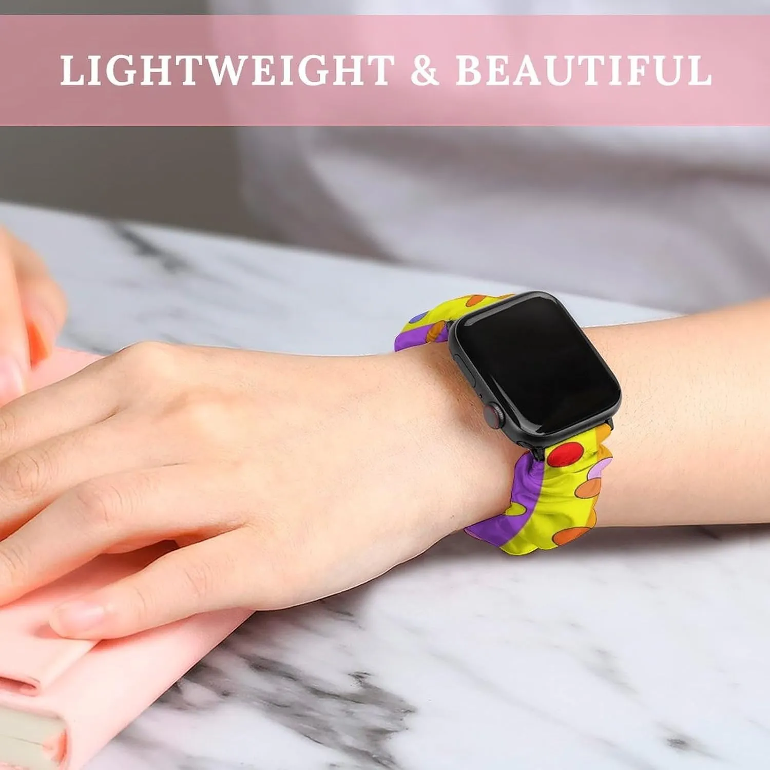 Watch Band Elastic Watch Strap Printed Straps Wristbands Replacement Strap Compatible with Apple incise sponsor California slime Watch Rainbow Colored Polka Dots 