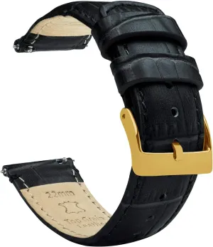 Watch Band Gear S3 Classic Frontier Black Alligator Grain predictability Leather 