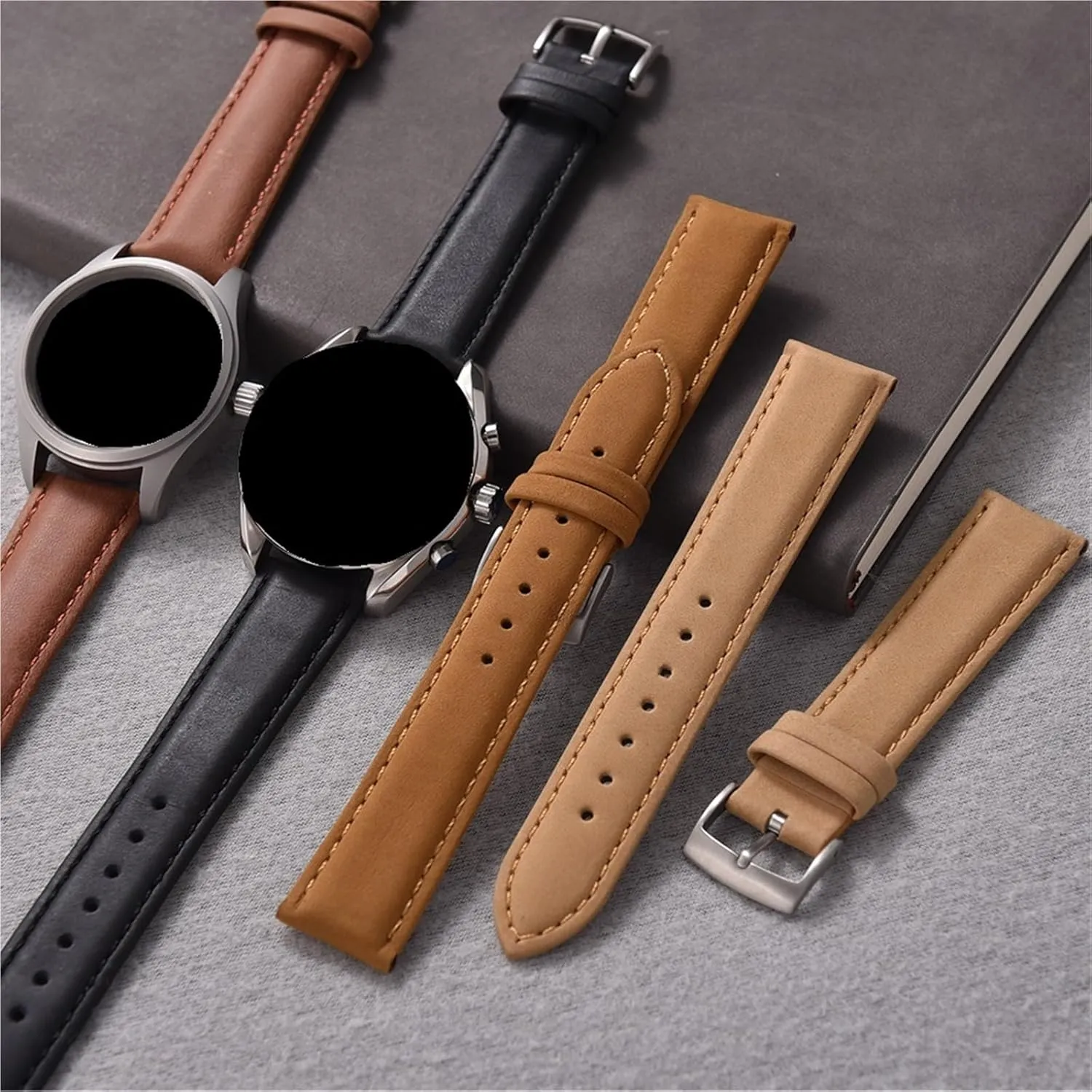 Watch Band Wristband Leather Watch Band flap amass aphid gravel 20mm 22mm Vintage 