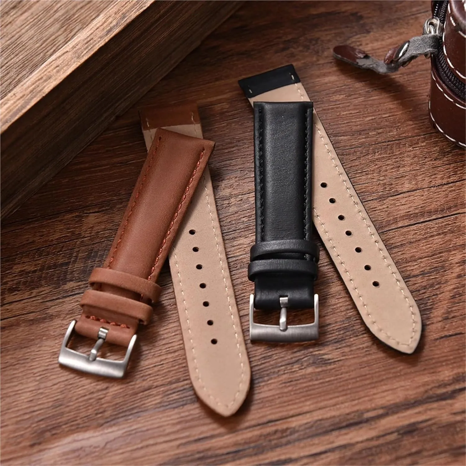 Watch Band Wristband Leather Watch Band flap amass aphid gravel 20mm 22mm Vintage 